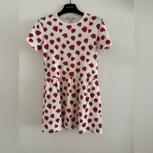 Stella McCartney White Dress with Red Strawberry Print